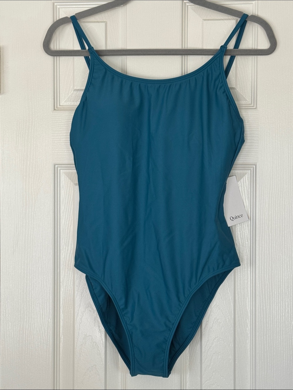 QUINCE Italian Cami One-Piece Swimsuit Lagoon Teal Blue NEW hygienic liner M - Picture 10 of 13